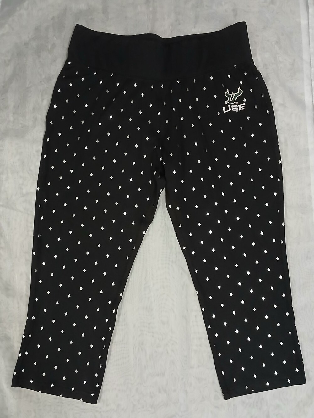 Champion USF Bulls Women's Black Diamond Capri Crop Leggings Size L